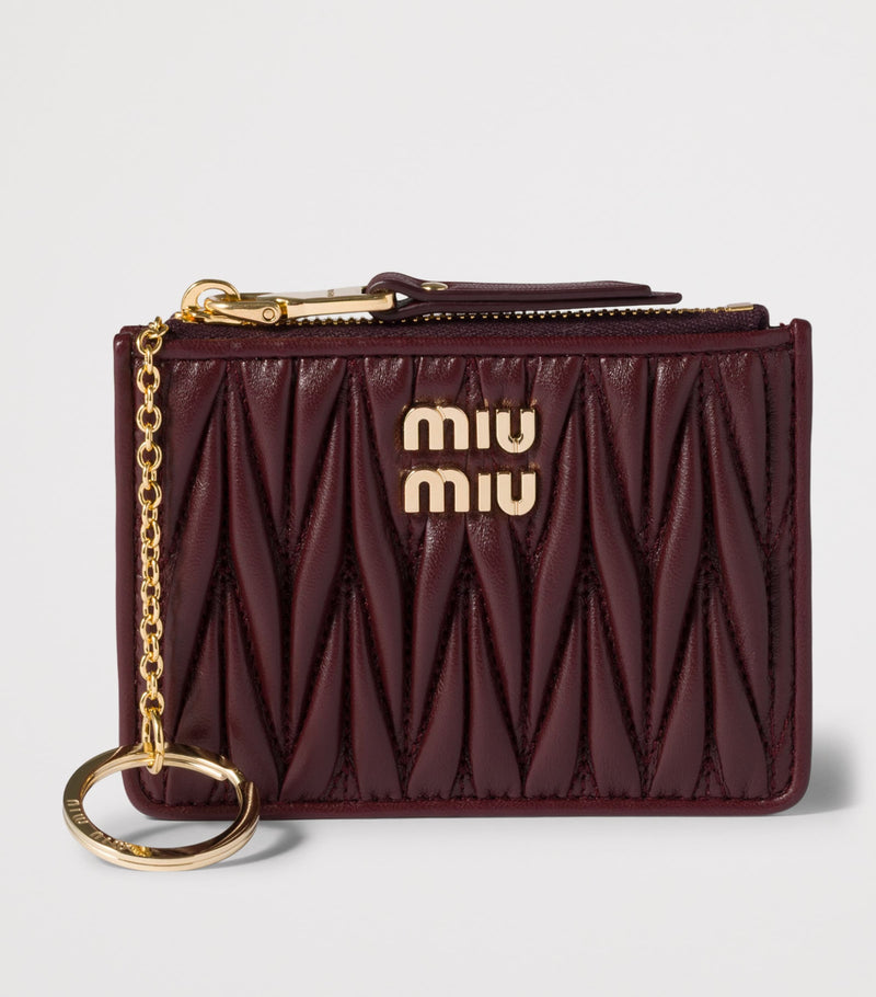 Miu Miu leather matelassé zipped card holder, imported from the UK
