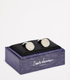 Babette Wasserman rhodium-plated coin cufflinks, UK version