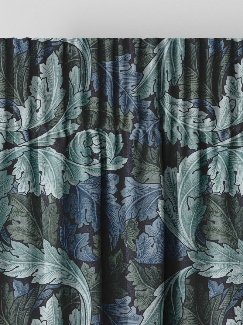 William Morris Acanthus indigo blue curtains, imported from the UK