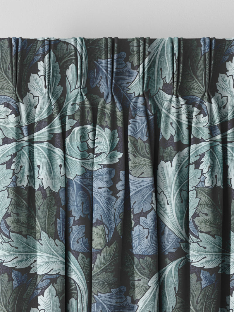 William Morris Acanthus indigo blue curtains, imported from the UK