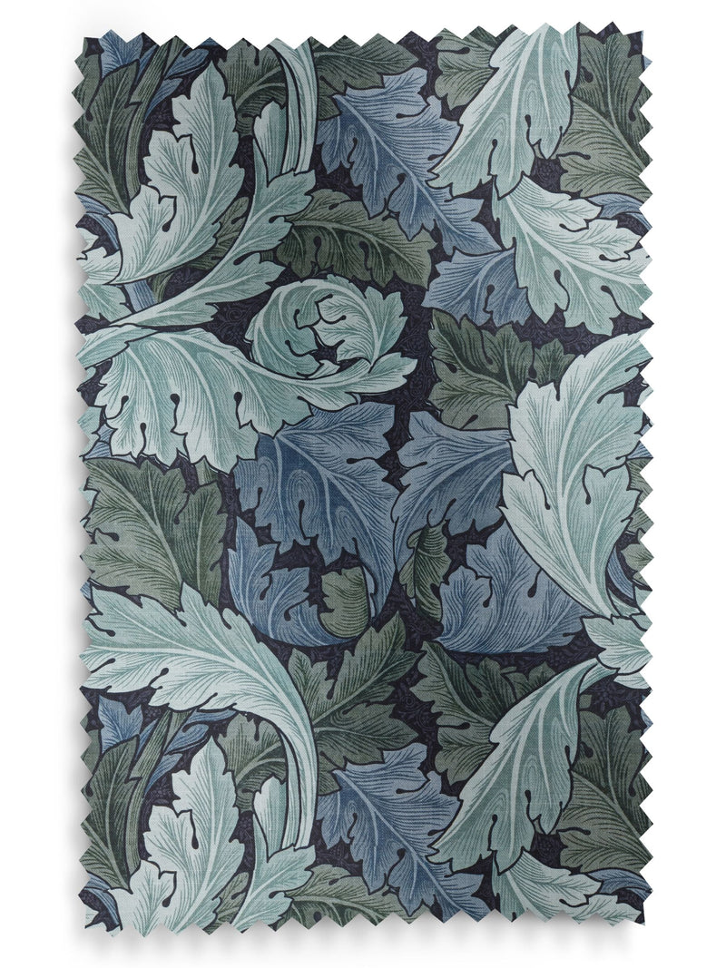 William Morris Acanthus indigo blue curtains, imported from the UK