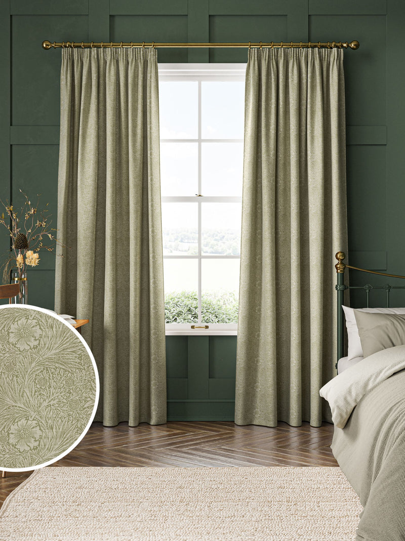 William Morris At Home Nettle Green Marigold curtains - British product