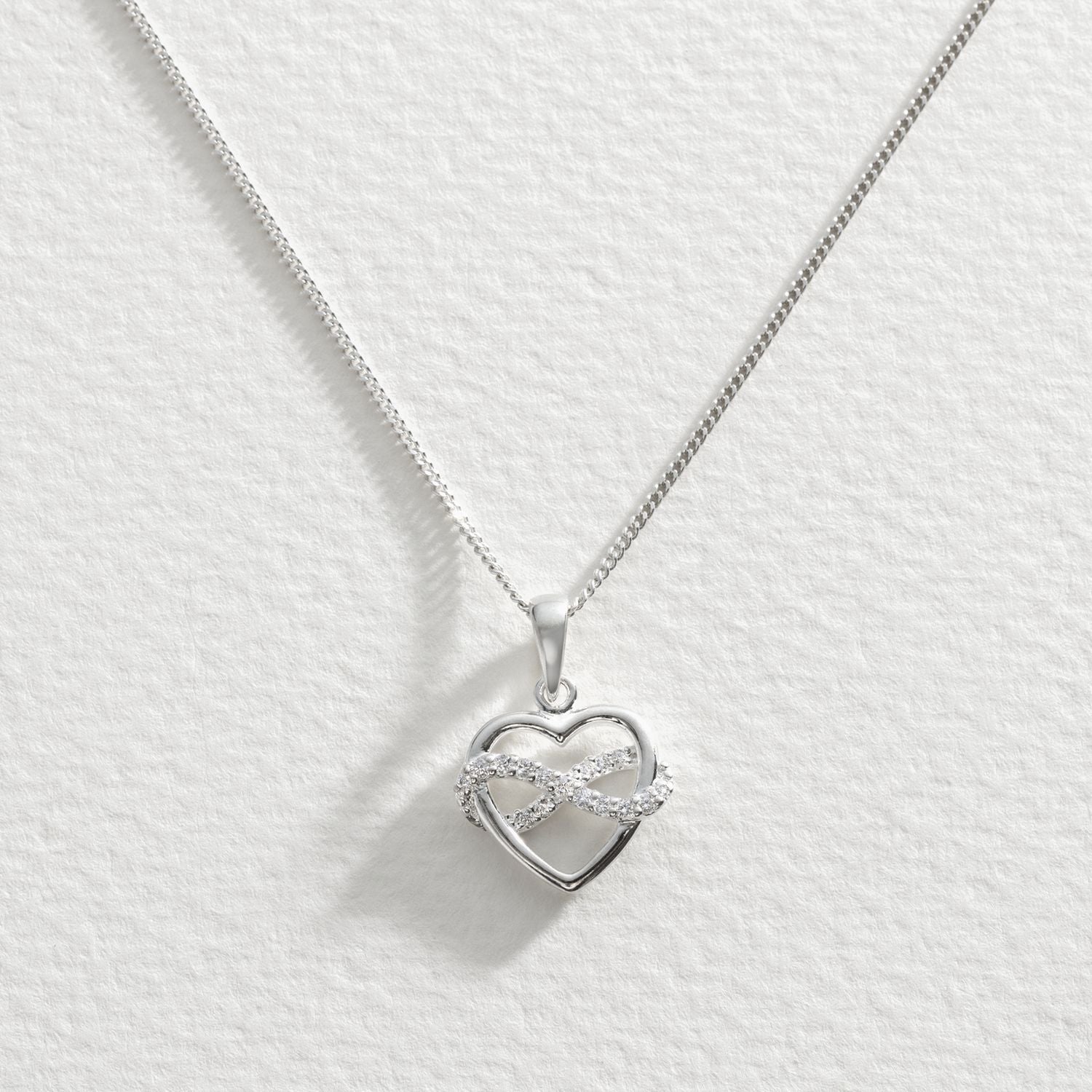Revere silver cubic zirconia heart pendant and earrings set, imported from the UK