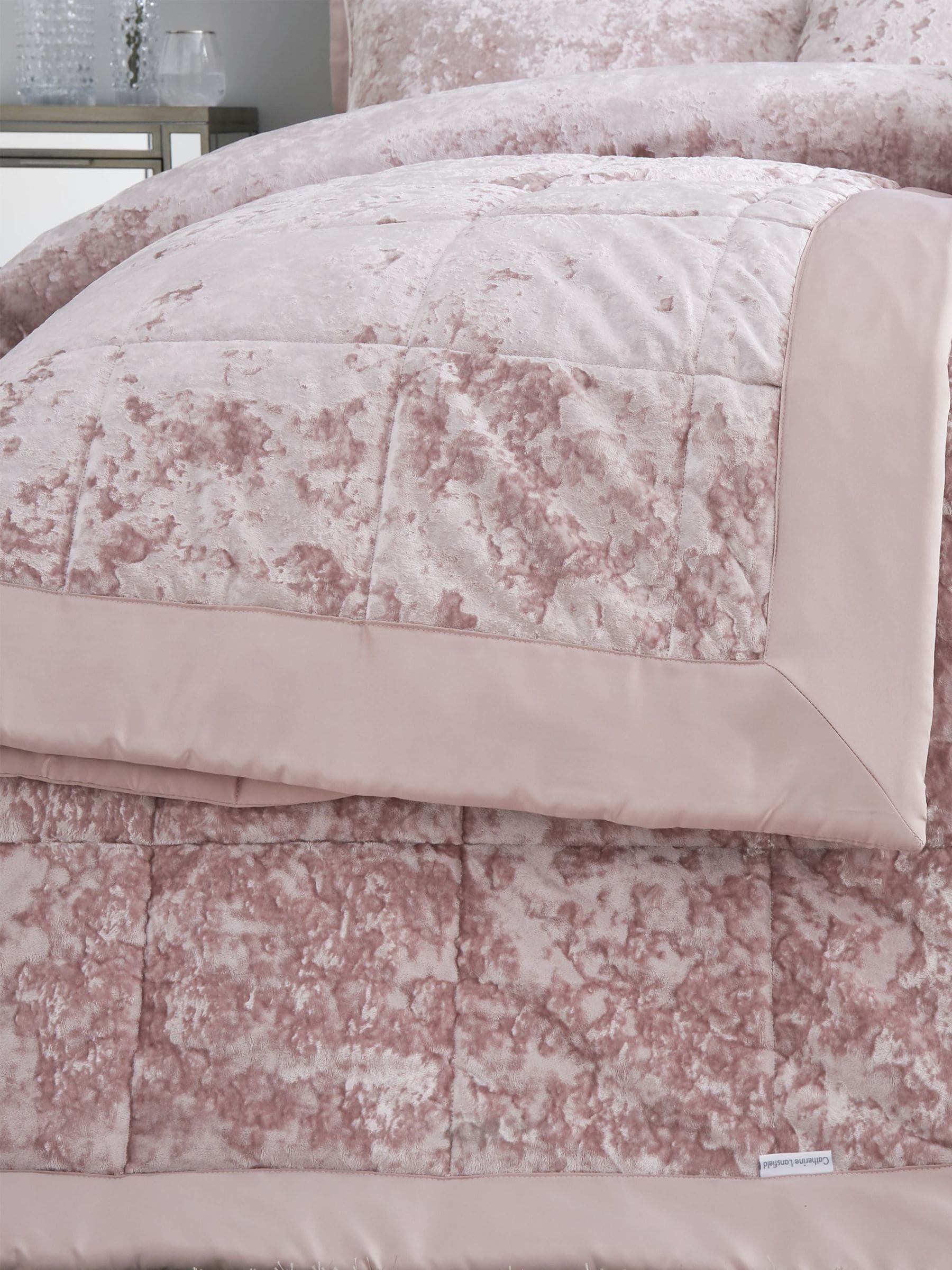 Catherine Lansfield Pink Crushed Bedspread
