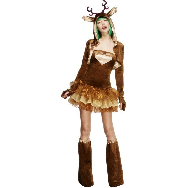 Fever Reindeer Costume Tutu Dress brown with straps, imported from the UK