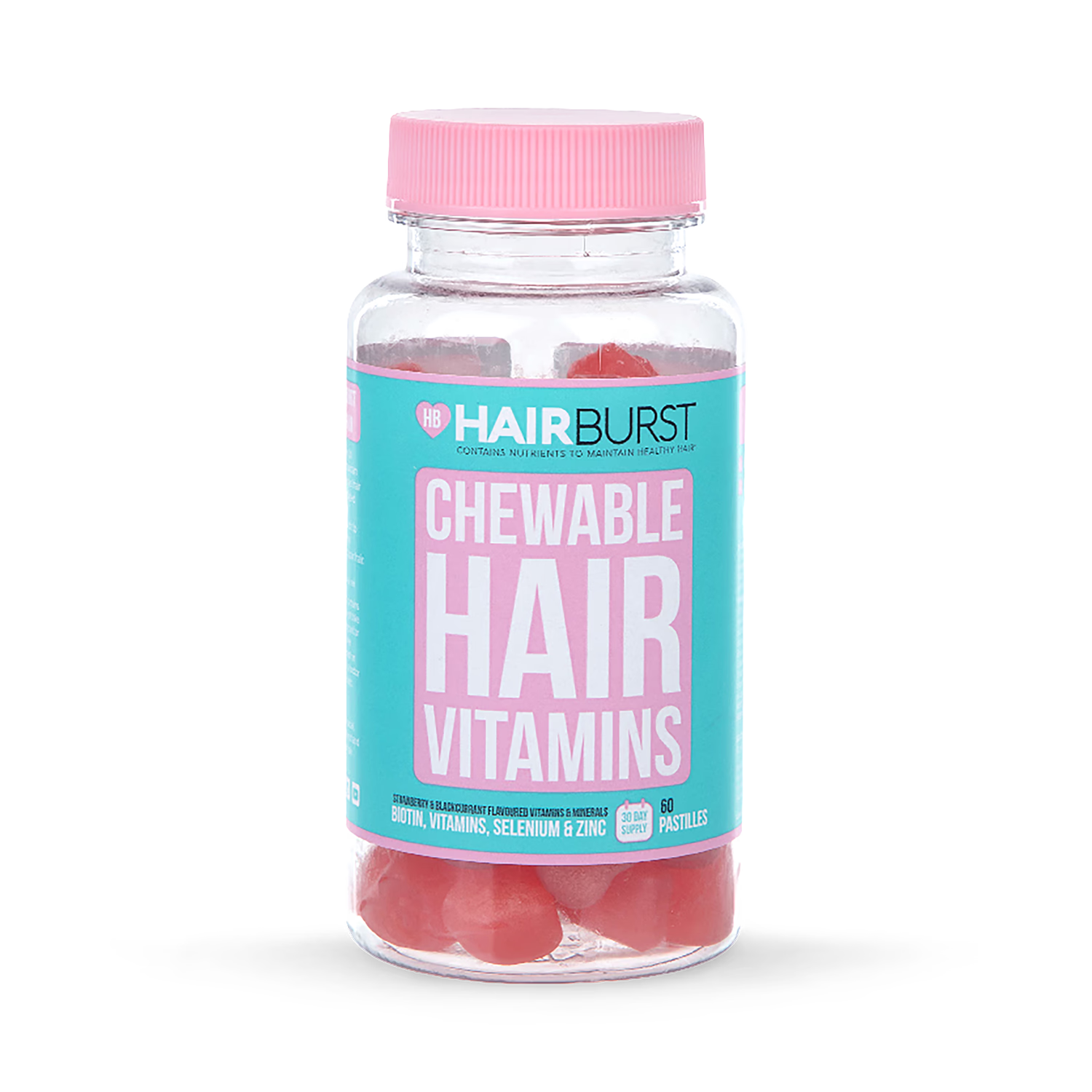 Hairburst Chewable Hair Vitamins Strawberry Blackcurrant 60 Pastilles, UK version