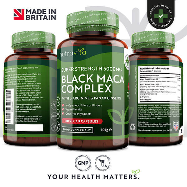 Nutravita Black Maca Root Complex 5000mg - 180 Vegan Caps GOODS Superdrug   