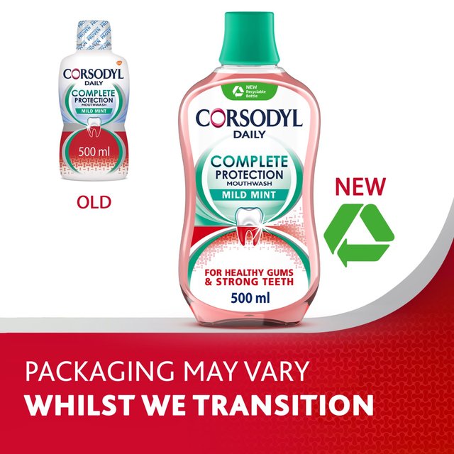 Corsodyl Gum Mouthwash Complete Protection Mild Mint   500ml