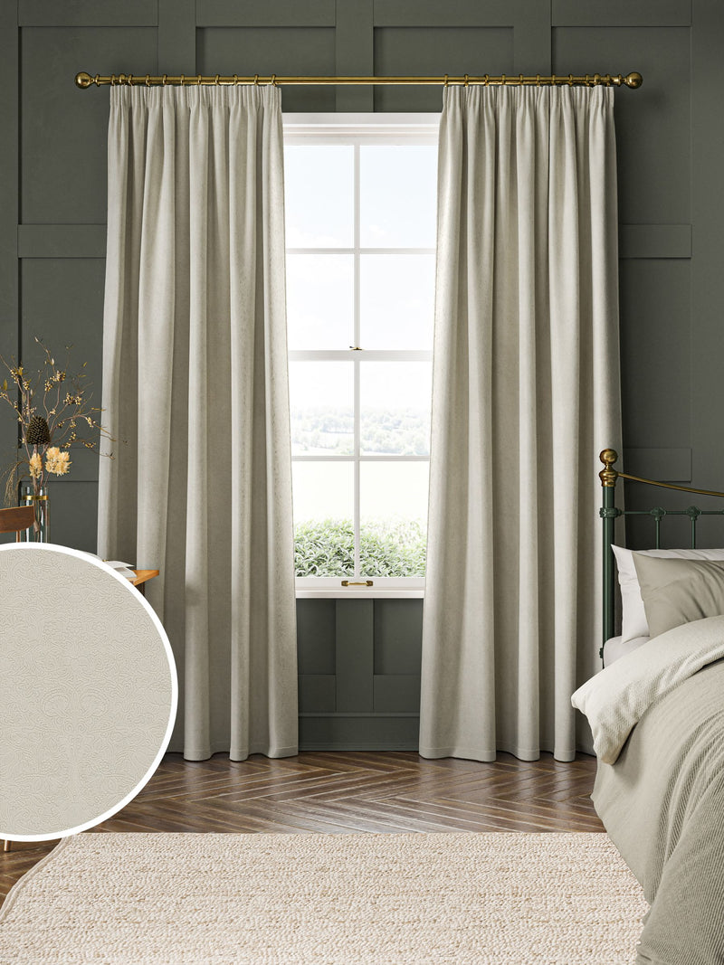 William Morris Lodden embroidery curtains, UK version