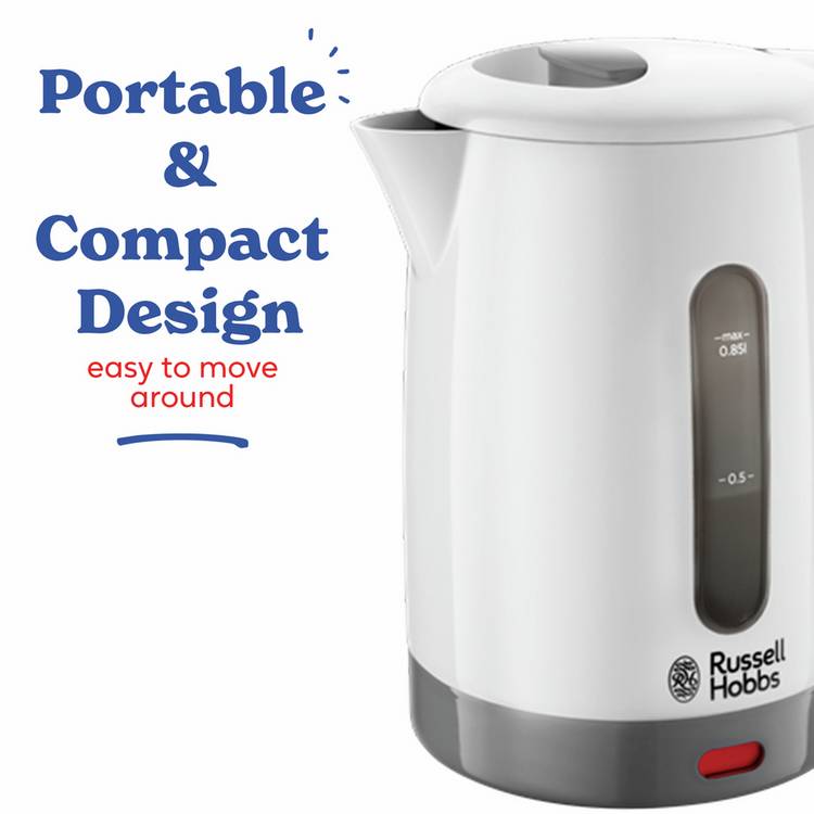 Russell Hobbs travel kettle white 0.85L (British brand)