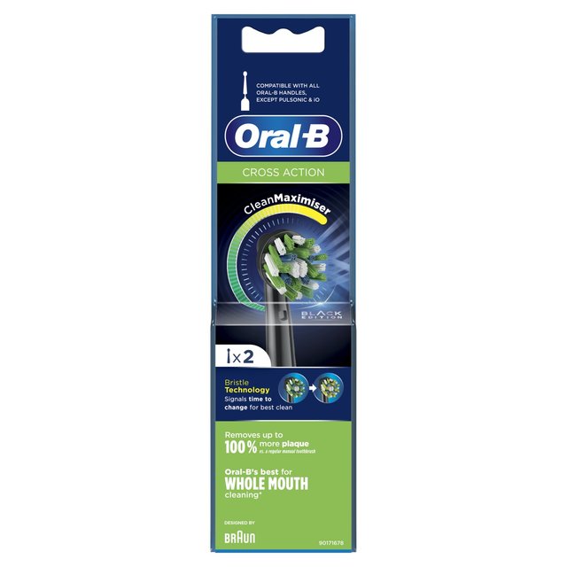 Oral B Crossaction Toothbrush Heads Black   2 per pack