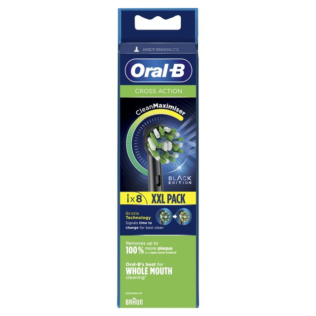 Oral B Crossaction Toothbrush Heads Black   8 per pack