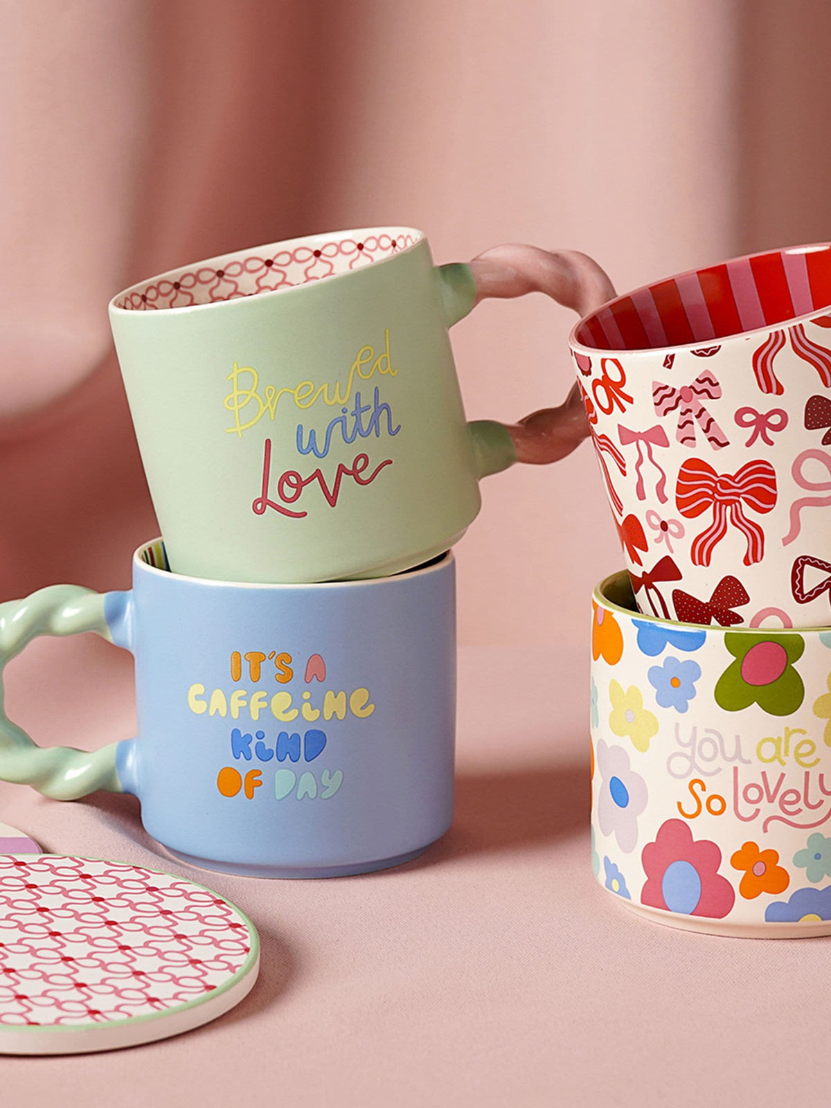 Widdop blue mug and coaster set with slogan - British product