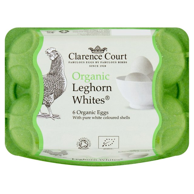 Clarence Court Organic Leghorn White Free Range Eggs   6 per pack