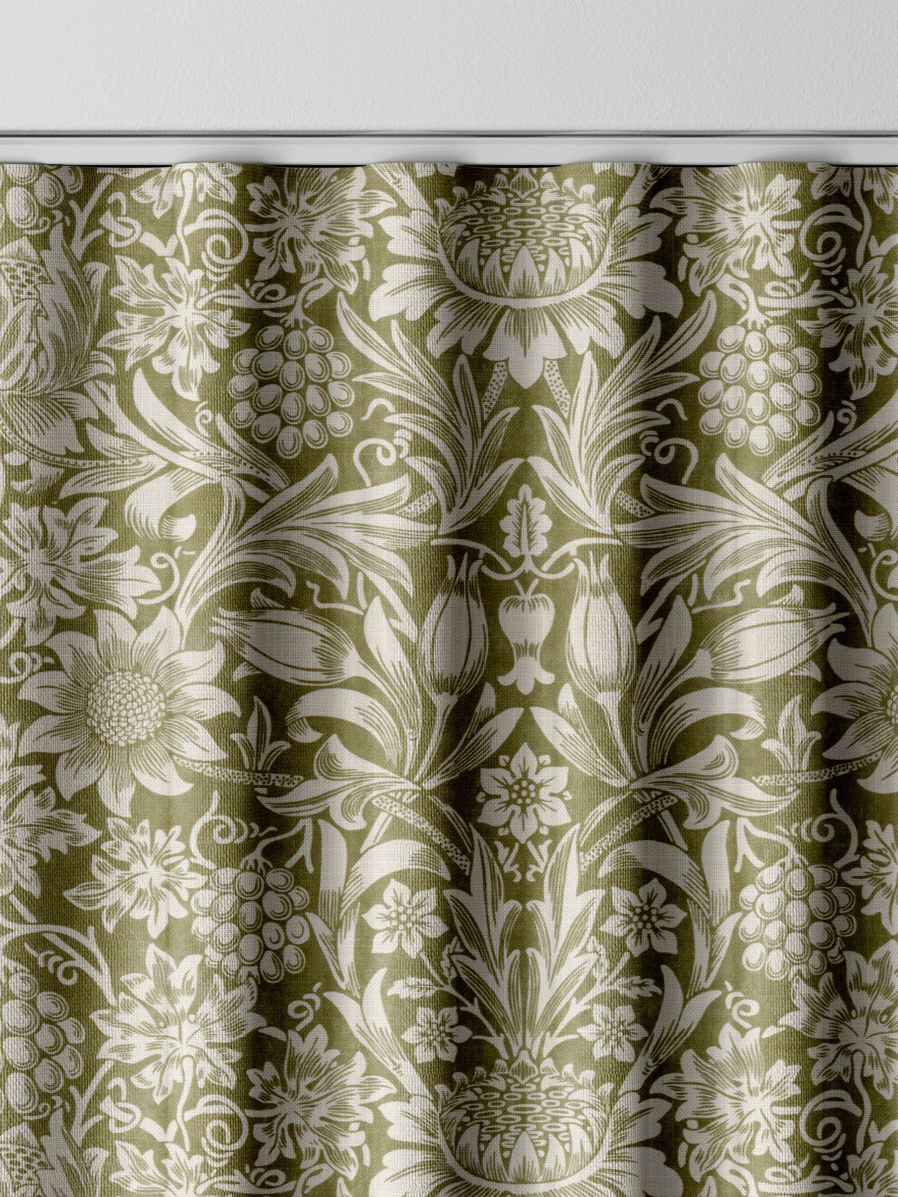 William Morris curtains Artichoke Green Sunflower design (British brand)