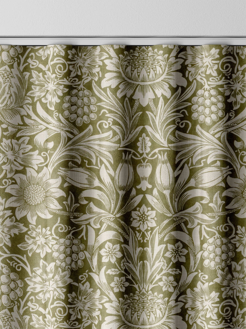 William Morris curtains Artichoke Green Sunflower design (British brand)