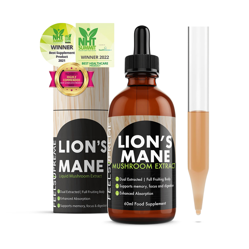 Lion's Mane mushroom liquid supplement dual extract 60ml, UK version