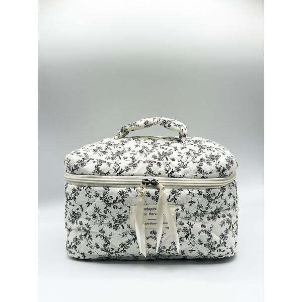 SVNX floral cosmetic toiletry bag black and white, imported from the UK