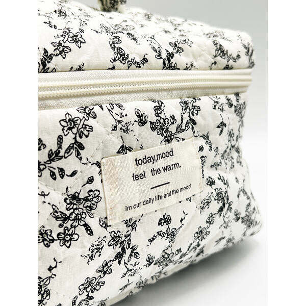 SVNX floral cosmetic toiletry bag black and white, imported from the UK