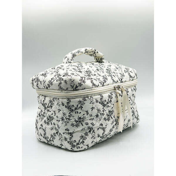 SVNX floral cosmetic toiletry bag black and white, imported from the UK