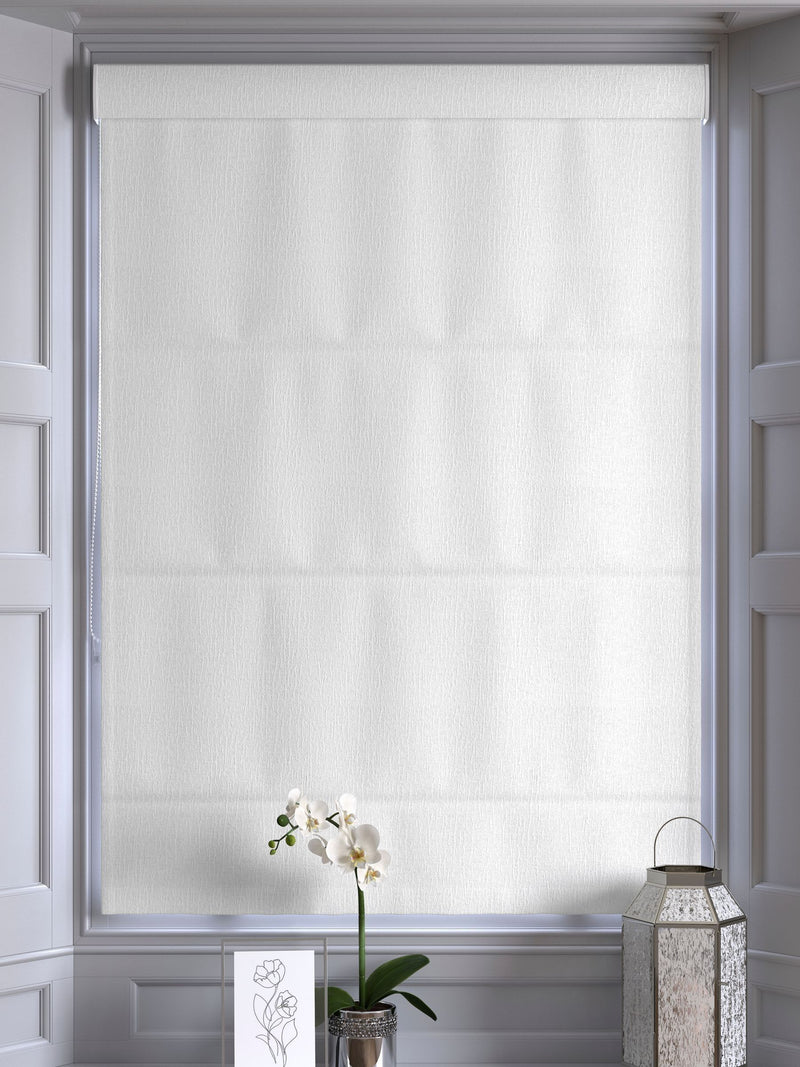 White chenille made to measure roman blind, UK version