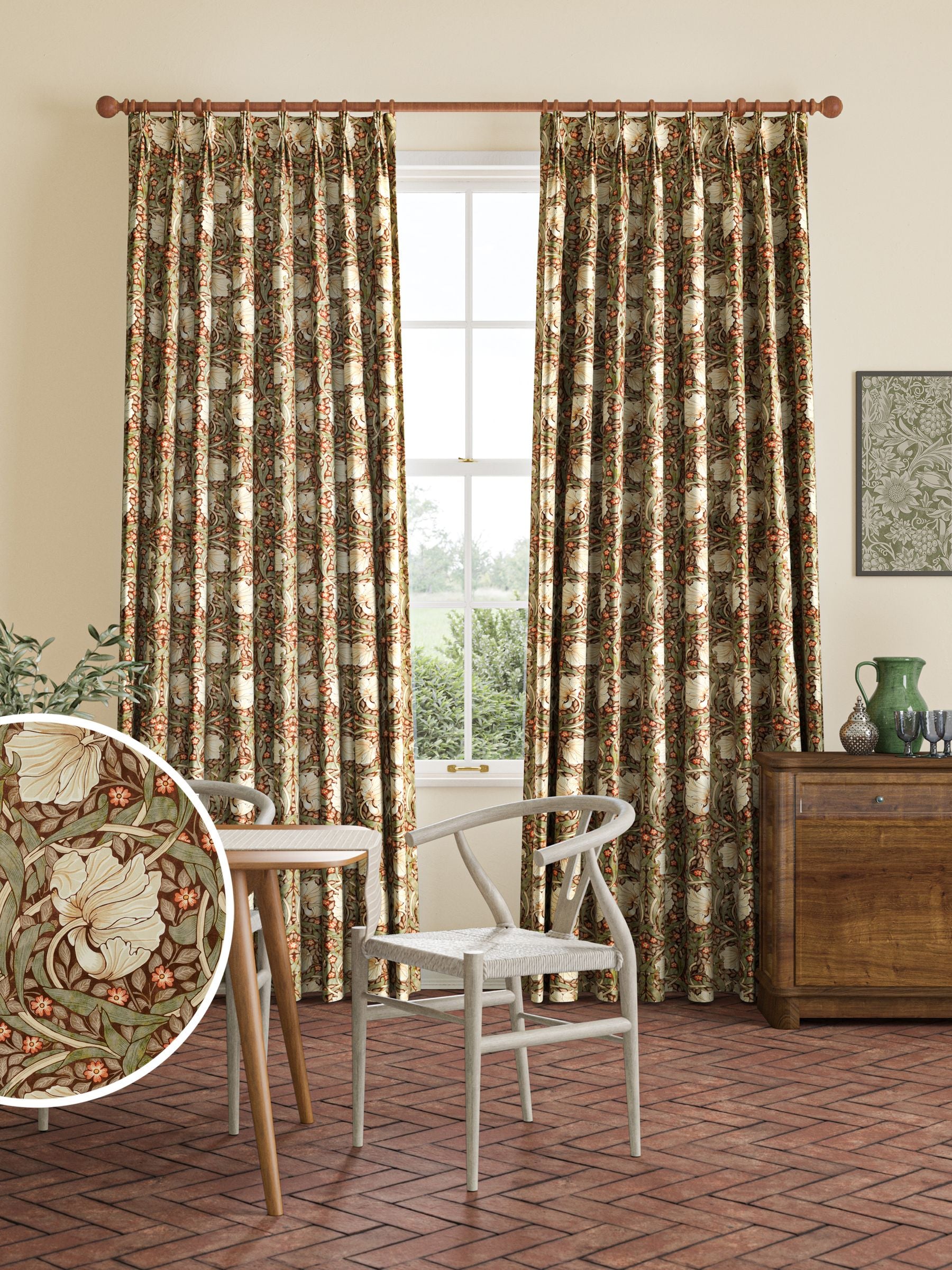 William Morris Pimpernel velvet curtains made to measure British brand