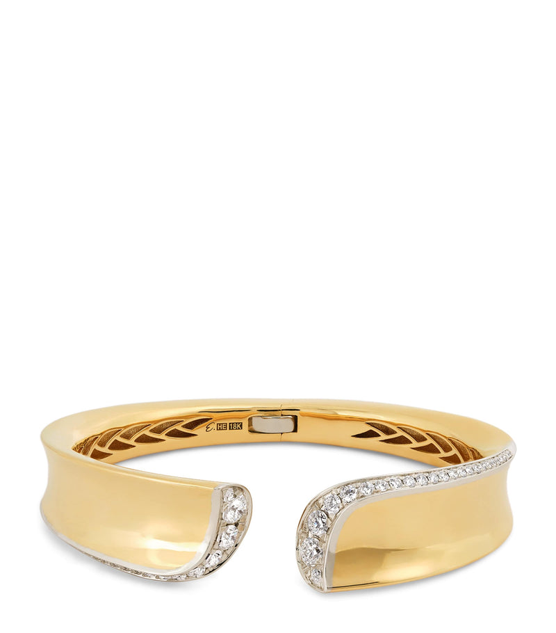 Engelbert Yellow Gold and Diamond Margareta Bangle - British product
