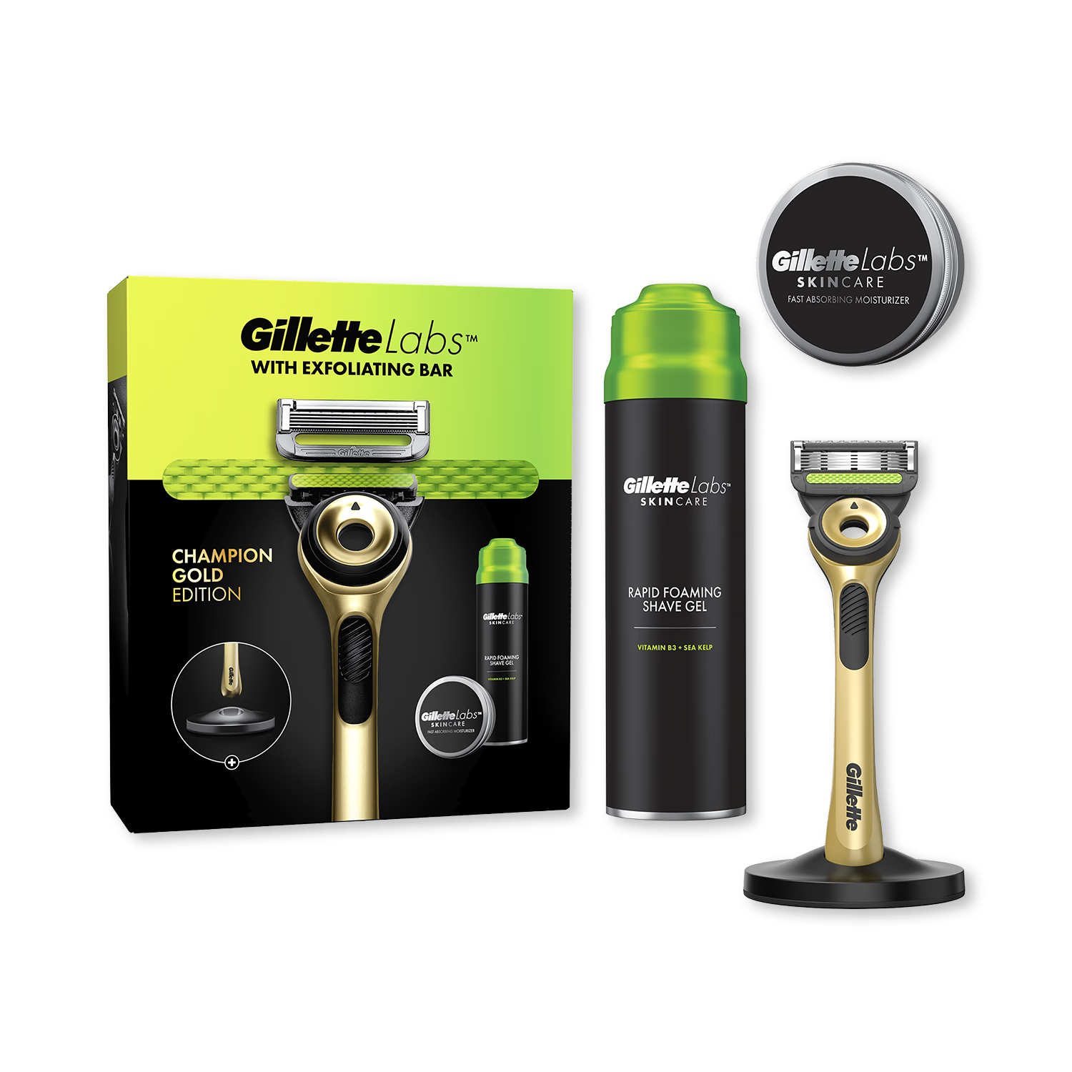 GilletteLabs Champion Gold razor exfoliating bar stand (British brand)