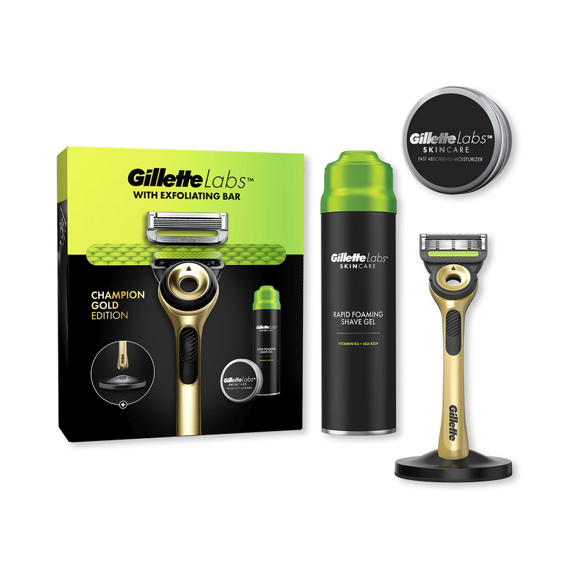 GilletteLabs Champion Gold razor exfoliating bar stand (British brand)