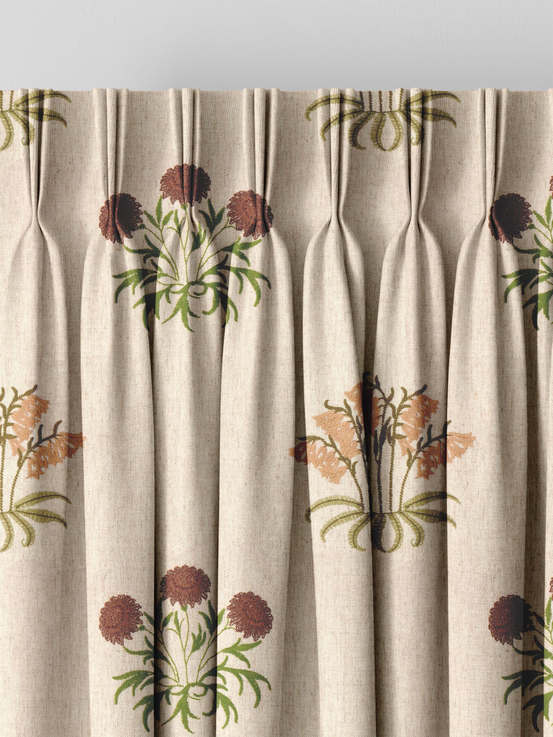 William Morris natural Lily Flower embroidered curtains, imported from the UK
