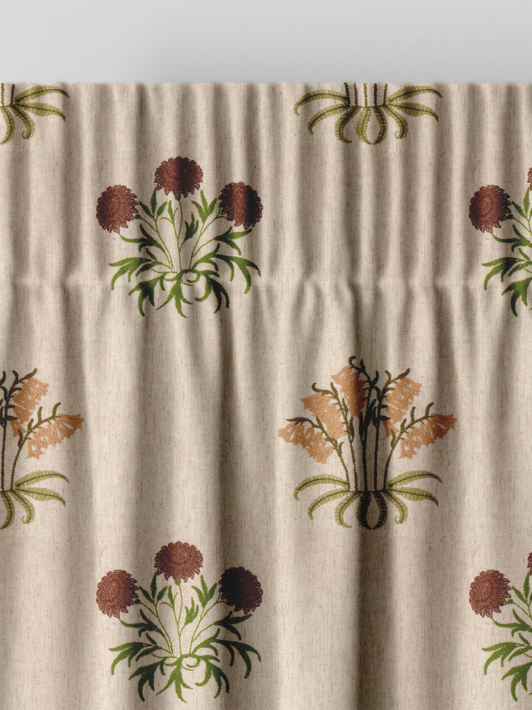 William Morris natural Lily Flower embroidered curtains, imported from the UK