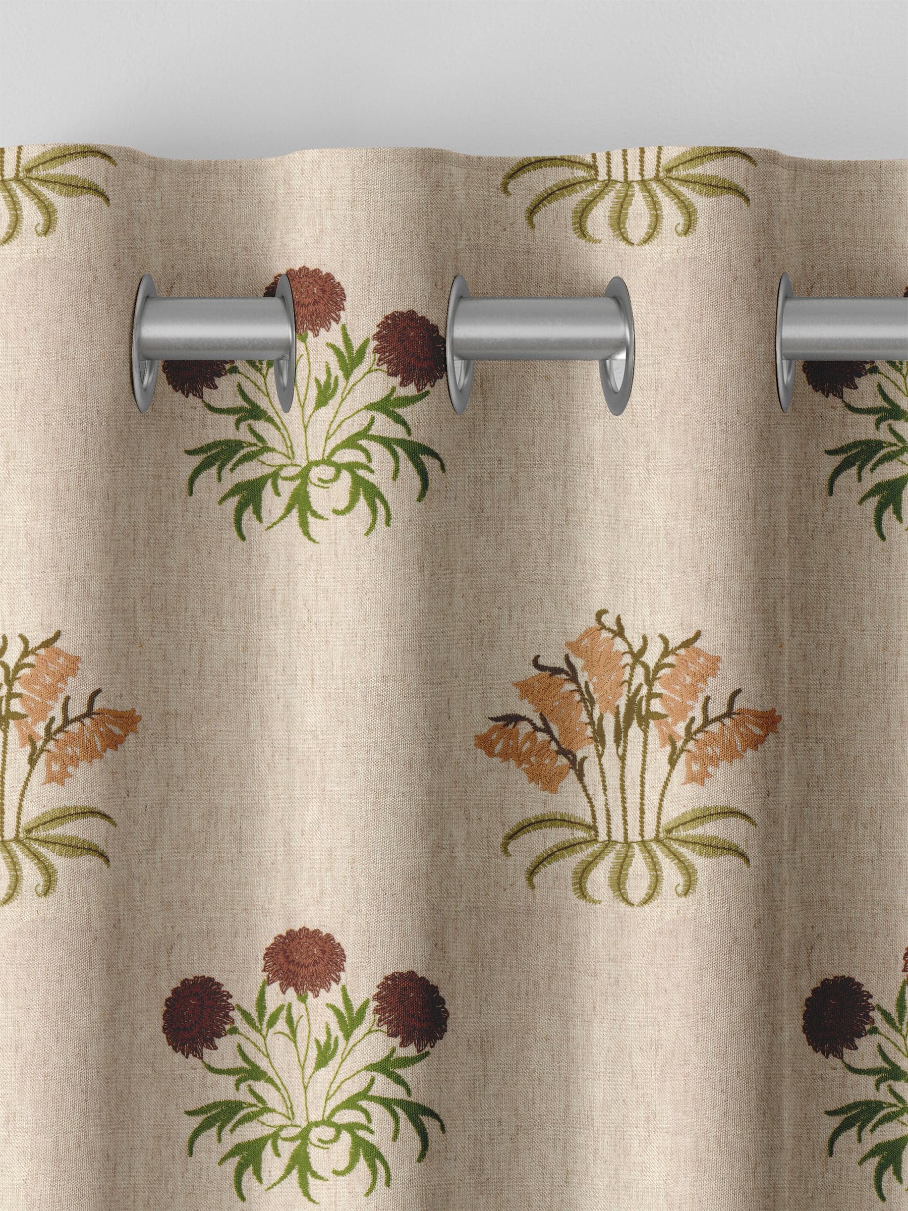 William Morris natural Lily Flower embroidered curtains, imported from the UK