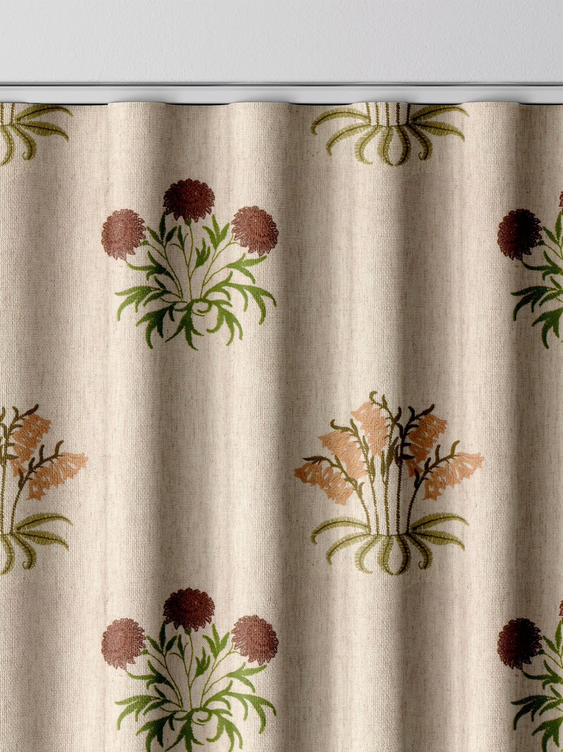 William Morris natural Lily Flower embroidered curtains, imported from the UK