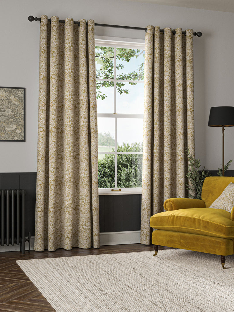 William Morris ochre yellow Sunflower curtains made to measure, imported from the UK