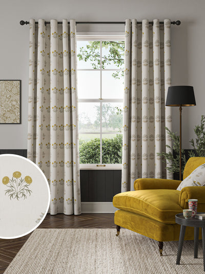 Next William Morris At Home Natural Lily Flower Embroidery Made to Measure Curtains- Buy online at McGrocer