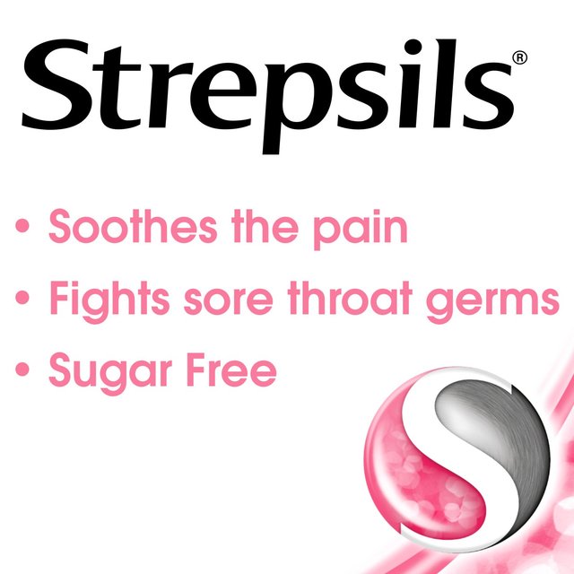 Strepsils Strawberry Sugar Free Sore Throat Lozenges   36 per pack GOODS M&S   