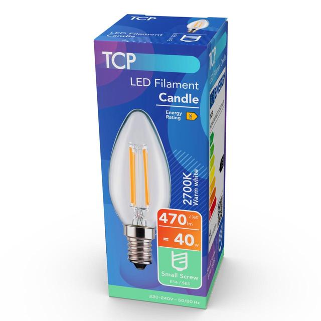 TCP Candle LED Clear Screw 40W Light Bulb