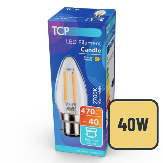 TCP Candle Clear Bayonet 40W Light Bulb GOODS M&S   