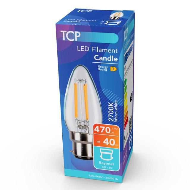 TCP Candle Clear Bayonet 40W Light Bulb