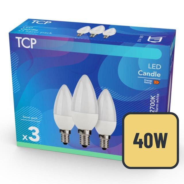 TCP Candle Coated Small Screw 40W Light Bulbs   3 per pack