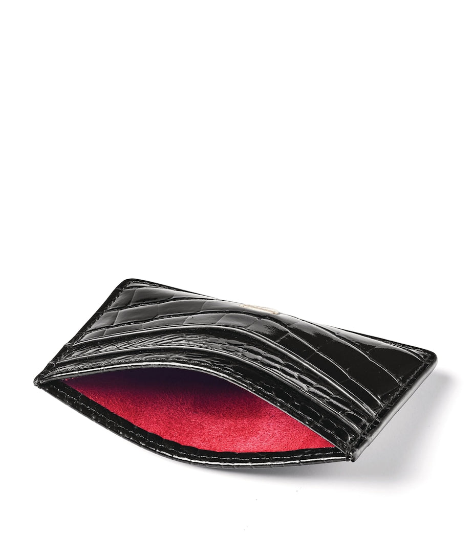 Aspinal of London croc-embossed slim card holder, imported from the UK