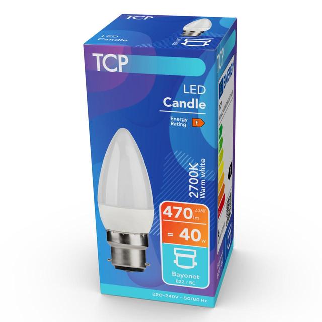 TCP Candle Coated Bayonet 40W Light Bulb GOODS M&S   