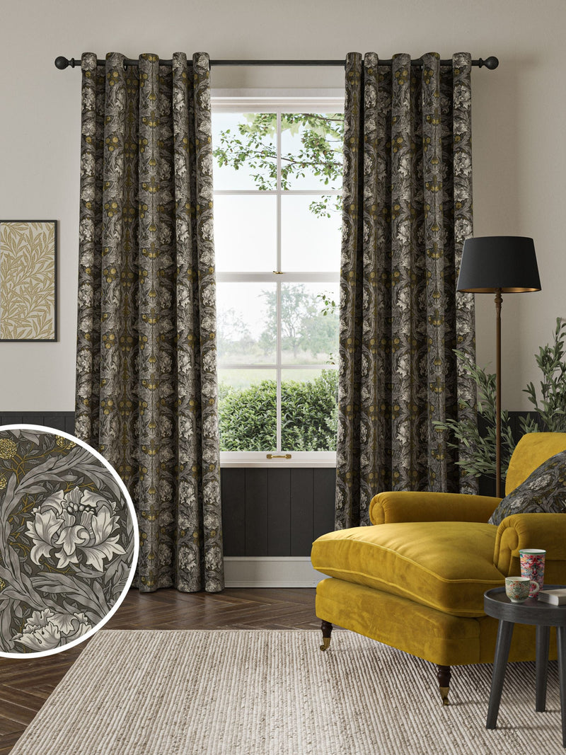 William Morris Iron Grey velvet curtains, UK version