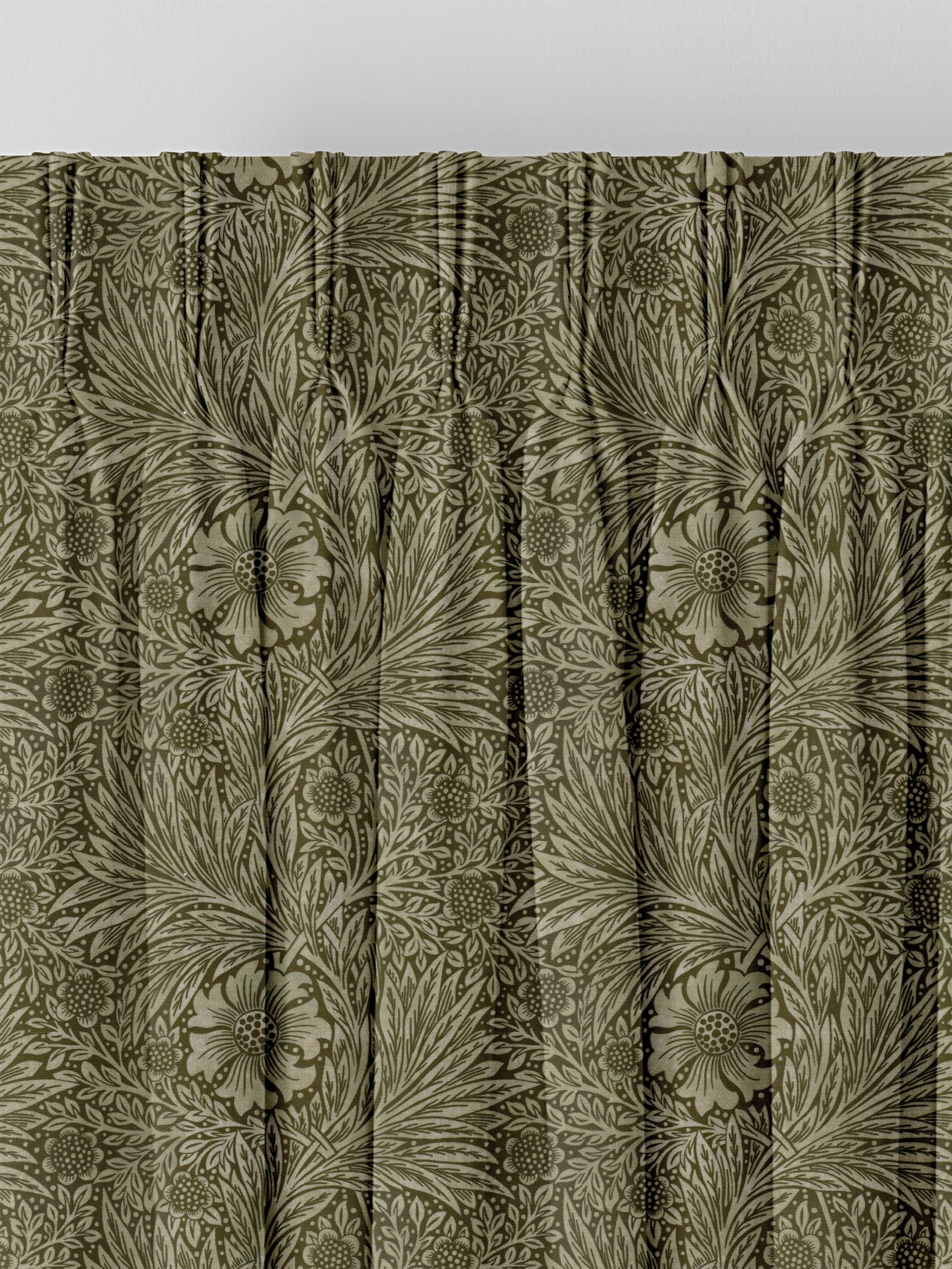 William Morris sage green velvet curtains, imported from the UK