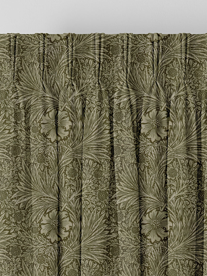 William Morris sage green velvet curtains, imported from the UK