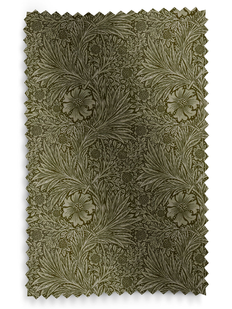 William Morris sage green velvet curtains, imported from the UK