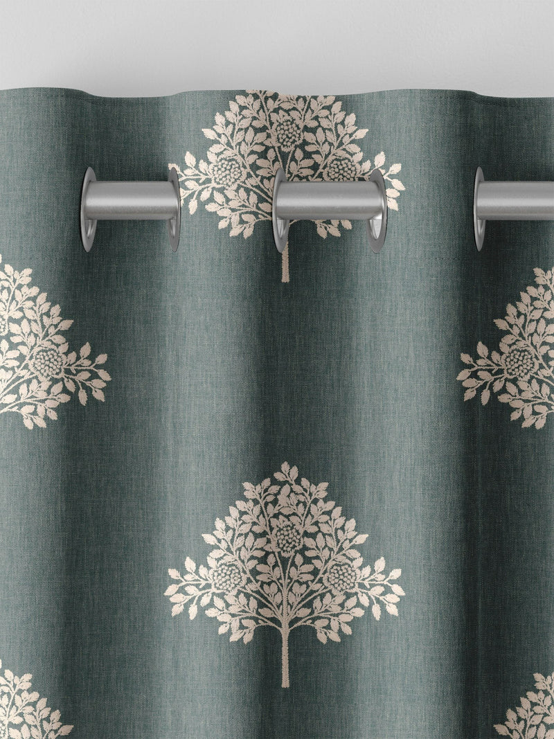 William Morris curtains with Blue Marigold tree embroidery, imported from the UK