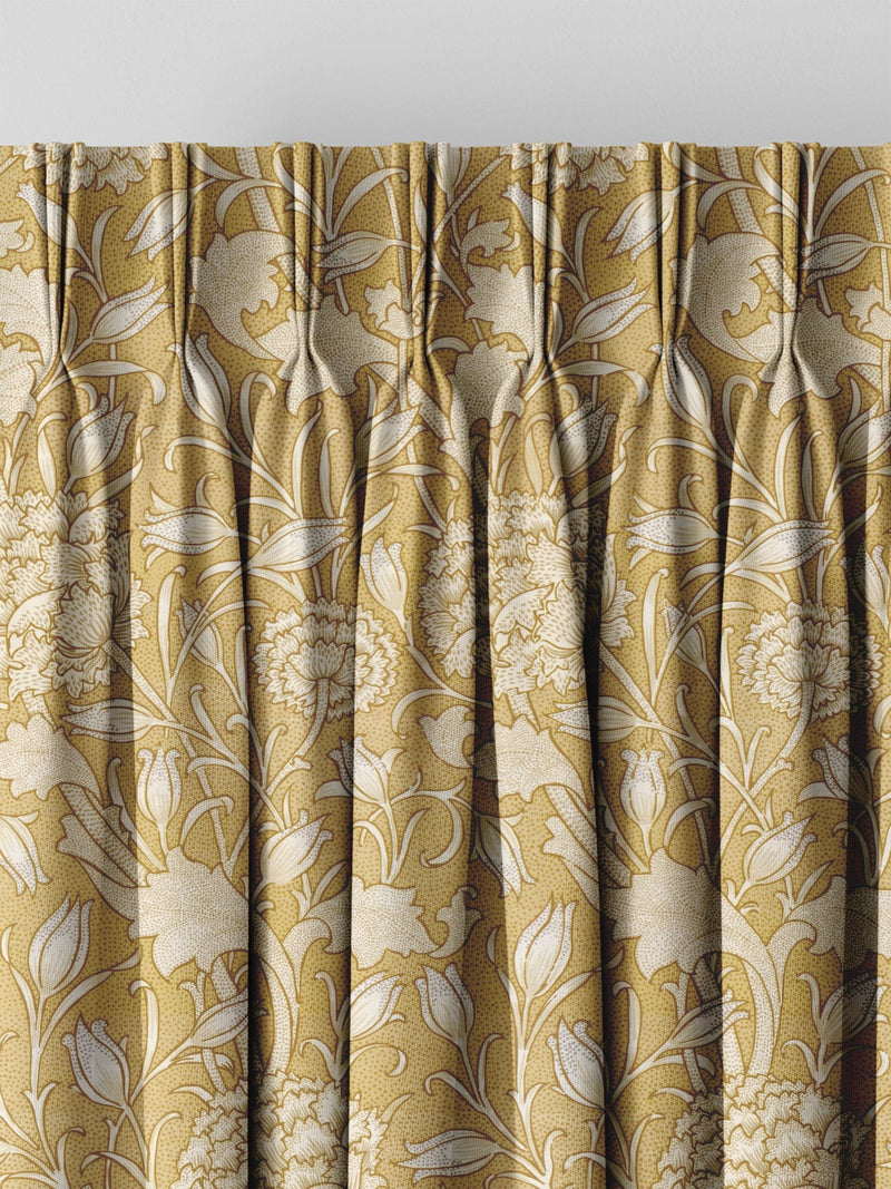 William Morris Wild Tulip Ochre Yellow curtains, imported from the UK