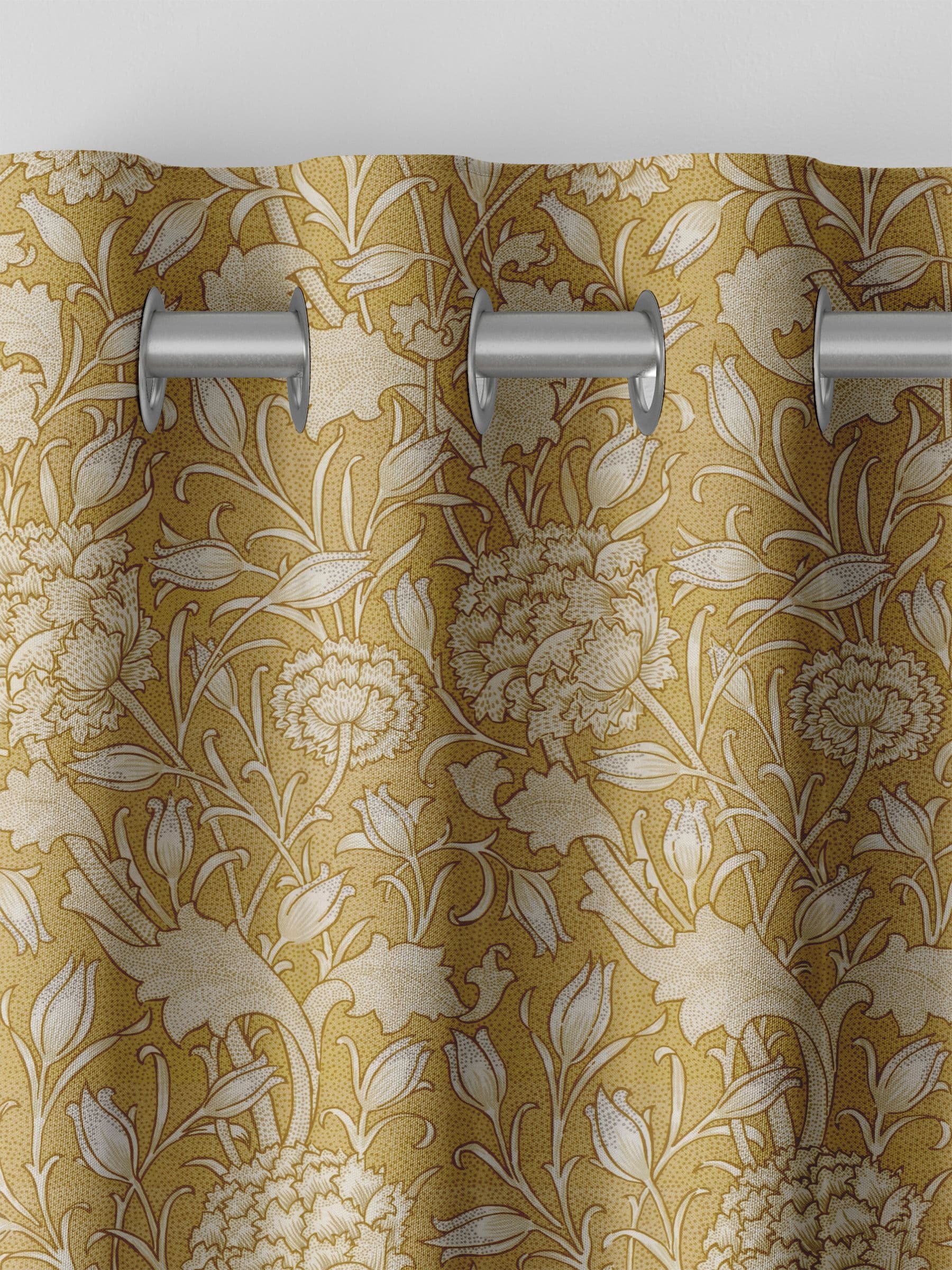 William Morris Wild Tulip Ochre Yellow curtains, imported from the UK
