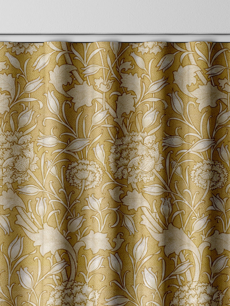 William Morris Wild Tulip Ochre Yellow curtains, imported from the UK